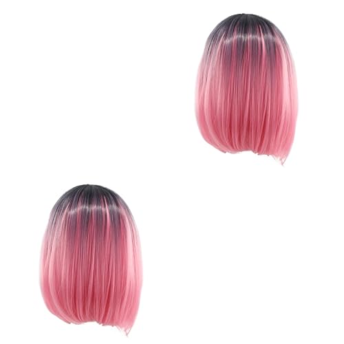 FOMIYES 2st Damenperücken Toupet Für Frauen Damen Perücken Frauen Bob Perücke Bob-haar Mit Farbverlauf Bob-perücke Fräulein Cosplay von FOMIYES