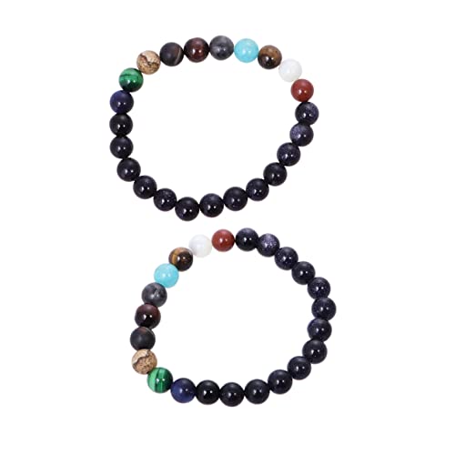 FOMIYES 2 Stück Damen Armband mit Natursteinperlen Charm Bracelet mit Planeten Sonnensystems Galaxy Design für zu Geburtstagen Weihnachten und Hochzeiten von FOMIYES