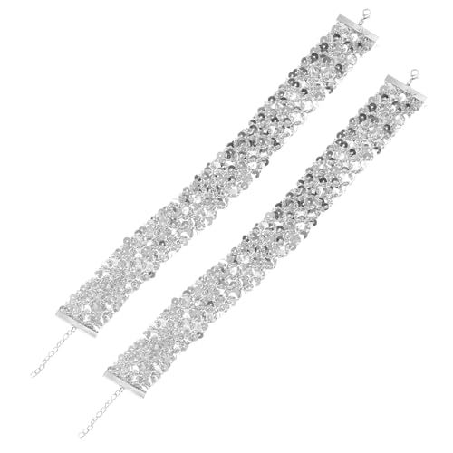 FOMIYES 2 Stück Damen Choker Halskette mit Silbernen Pailletten Modisches Party Accessoire Auffällige Kostümkette für Festival Tanz und Cosplay Schmuck für Junge Frauen von FOMIYES