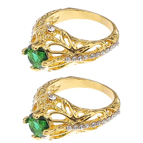 FOMIYES 2 Stück Damen Fingerring mit Zirkonia Verarbeitung Glatte Kanten Eleganter Verlobungsring für Hochzeit Jahrestag und Besondere Anlässe Goldfarbig von FOMIYES