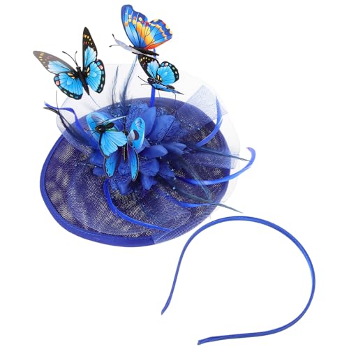 FOMIYES 2st Schmetterlings-cocktailhut Schmetterlings-haarschmuck Pillbox-hut Mit Schleier Schmetterlings-party-stirnband Faszinator La Hüte Für Frauen Damen Haarnadel Kunstfeder Mädchen von FOMIYES