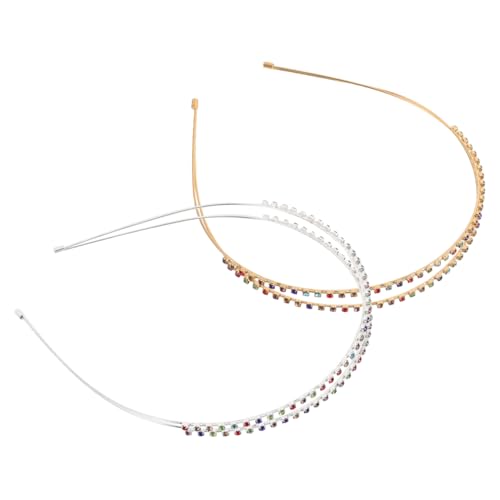 FOMIYES 2 Stück Doppellagiges Strass Haarband für Damen Koreanisches Design Bequem Haarschonend Eleganter Brautschmuck Modisches Stirnband für Hochzeit Alltag von FOMIYES