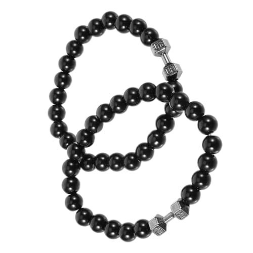 FOMIYES 2 Stück Dumbbell Armband für Herren Perlen Armbänder aus Legierung Cooles Schmuckstück Fitness Gewicht Hantel Design Modisches Herrenarmband von FOMIYES