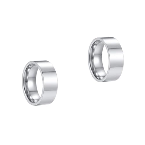 FOMIYES 2 Stück Edelstahlring Flach Schlicht Langlebig Unisex Schmuck für Herren Damen Diy Gravur Geeignet Modischer Fingerring für Hochzeit Party Verlobung Valentinstag von FOMIYES