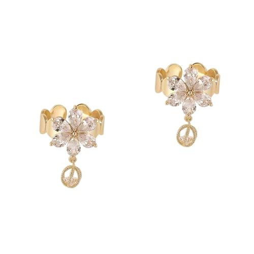 FOMIYES 2 Stück Einstellbarer Blumenring mit Quaste Zirkonia Offener Finger Schmuck für Damen Perfekter Begleiter für Partys Besondere Anlässe Goldfarbenes Design Modisches Accessoire von FOMIYES
