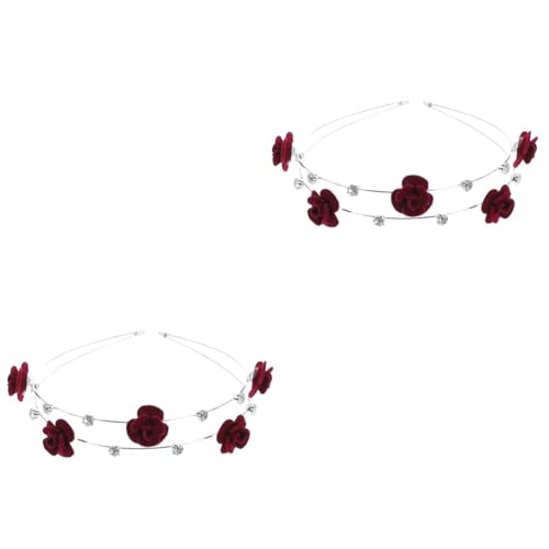 FOMIYES 2 Stück Eleganter Doppellagiger Metall Haarreif mit Strassbesetzter Rosenblüte Stilvolles Damen Haarband Robustes Legierungsmaterial Komfortabel und Passend für Viele Mädchen von FOMIYES