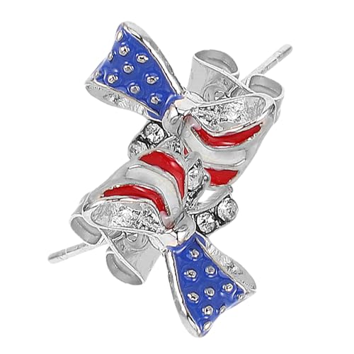 FOMIYES 2 Stück Funkelnde Schleifen Ohrstecker mit Kristallbesatz Leichter Schmuck für Frauen Patriotische Accessoires Unabhängigkeitstag und Festliche Partys Ohrringe von FOMIYES