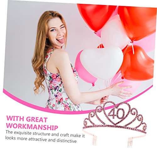 FOMIYES 2 Stück Geburtstagskrone Haarschmuck Mädchen Party Deko Krone Stirnband Rosa Alloy Crown Charmantes Accessoire für Geburtstag Foto Requisiten Kuchen Dekoration von FOMIYES