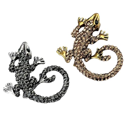FOMIYES 2 Stück Gecko Broschen aus Legierung Anstecknadeln mit Pin Verschluss Vielseitiger Kleidungsschmuck für Damen Dekorative Brosche für Mantel und Bluse von FOMIYES