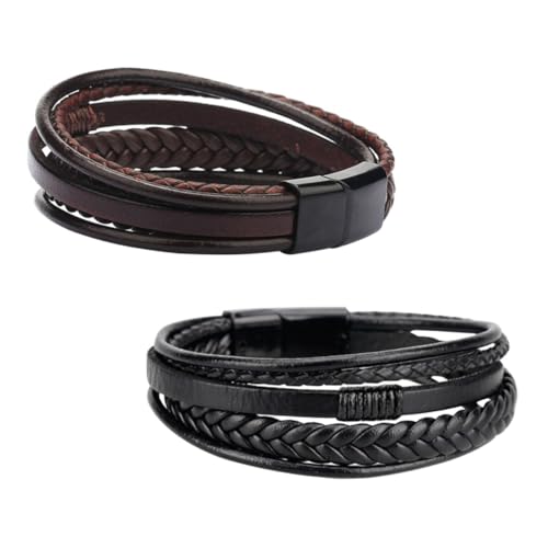 FOMIYES 2 Stück Geflochtenes Herrenarmband Handgefertigtes Armband mit Magnetischem Verschluss Stilvolles Langlebiges Accessoire für Alltag Party und Freizeit Passend für Handgelenke von FOMIYES