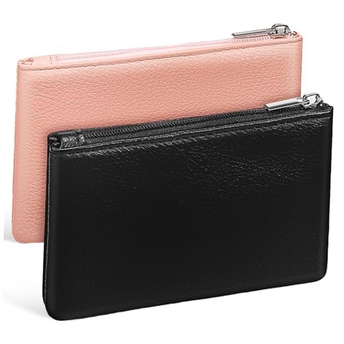 FOMIYES 2 Stück Geldbörse mit Reißverschluss Dame Schild Schlüssel Kleingeldbörse für Münzen einfach Mini Trendy Münzbeutel Portemonnaie wechseln Frauen Kupplung PU-Leder von FOMIYES