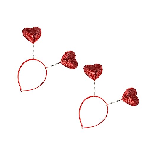 FOMIYES 2st Liebe Herz Kopfschmuck Pailletten-herz-stirnbänder Weihnachtsstirnbänder Alien-kopf-bopper Marsantennen Stirnbänder Valentinsgeschenk Antennen Kostümzubehör Mädchen Stirnband von FOMIYES