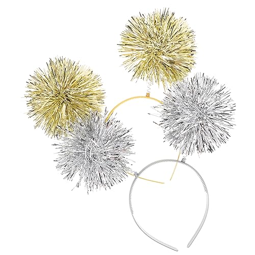 FOMIYES 2 Stück Glänzendes Lametta Pompom Stirnband Flexible Party Haarreifen für Damen und Teens Bunte Glitzerhaarreifen für Geburtstag Valentinstag Karneval und Kostümfeste von FOMIYES