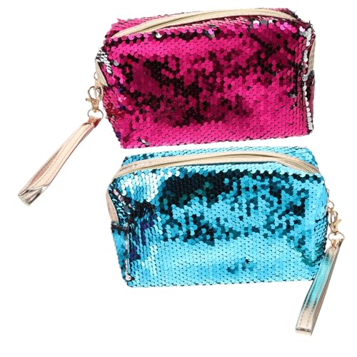 FOMIYES 2 Stück Glitzer Geldbörse für Mädchen Herzform Tragbare Kosmetiktasche Reißverschluss Kleine Geldbörse für Frauen Münzbörse von FOMIYES