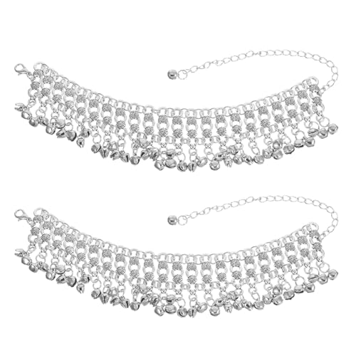 FOMIYES 2 Stück Glocken Fußkettchen Vintage Ethno Stil Verstellbar mit Quasten Klangvolle Fußkette Schmuck für Damen Strand Tanz Festival Accessoire von FOMIYES