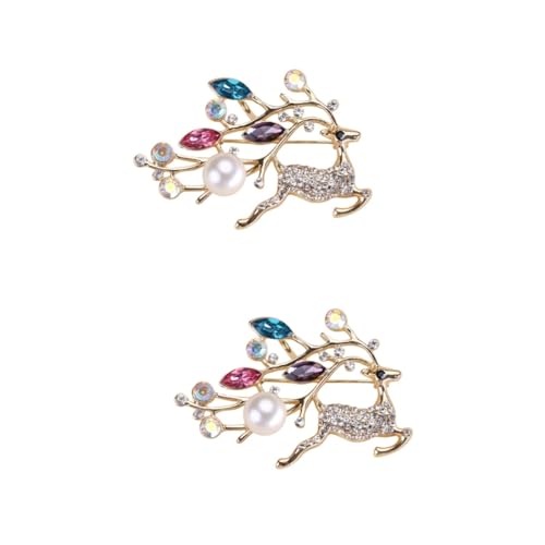 FOMIYES 2 Stück Goldene Brosche für Damen Perlen Brosche mit Reh für Partys Hochzeiten Besondere Anlässe Damen Accessoires für Stilvolle Outfits von FOMIYES