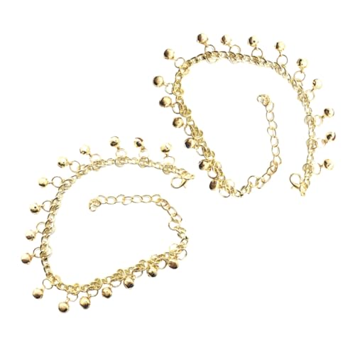 FOMIYES 2 Stück Goldene Fußkettchen Damen mit Glocken Verstellbare Mehrlagige Knöchelketten Modischer Sommersschmuck für Strand und Alltag Klangvolle Anhänger Fußkette für Frauen von FOMIYES