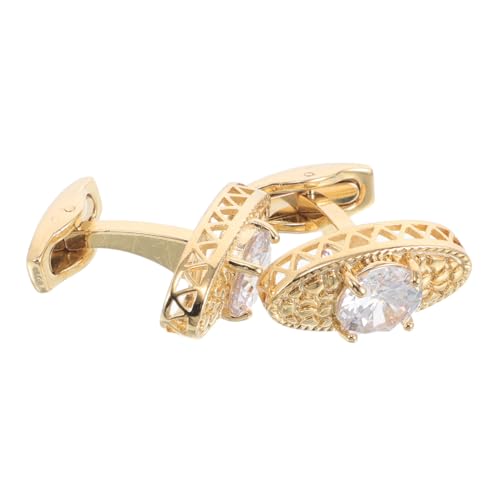 FOMIYES 2 Stück Goldfarbene Manschettenknöpfe Herren mit Zirkonia Französischer Stil Langlebig Glänzend Leicht und Komfortabel Vielseitig Passend für Business und Party Hemden von FOMIYES