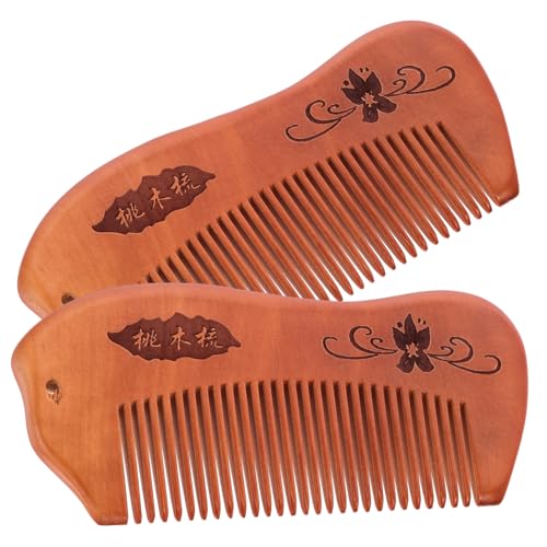 FOMIYES 2 Stück Großer Antistatischer Haarkamm aus Natürlichem Pfirsichholz Grobzahnig für Langes Dickes Haar Handlicher Haarpick für Damen und Herren Strapazierfähiges Styling accessoire von FOMIYES