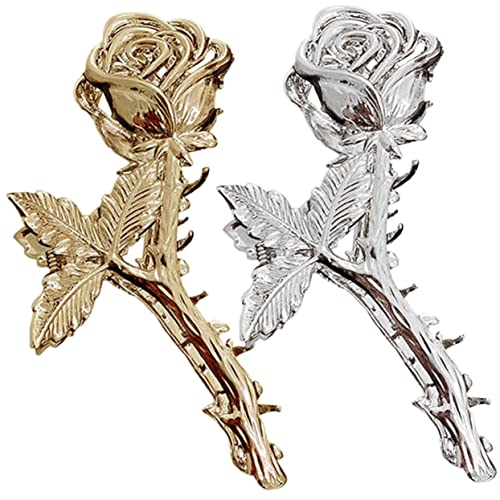 FOMIYES 2 Stück Haarklammern Form Große Haarklammer Damen Haarspangen Modisch Stabil Für Alltag Party Hochzeit Silber Gold von FOMIYES