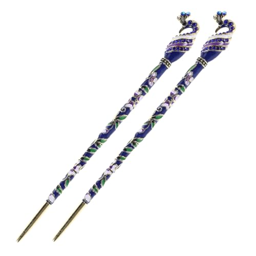 FOMIYES 2 Stück Haarnadel Haarstock Haardekoration Essstäbchen Für Haare Vintage Frisur Zubehör Haarstäbchen Für Brötchen Haare Für Frauen Haarstyling-stifte Gabelhaarstifte Legierung Blue von FOMIYES