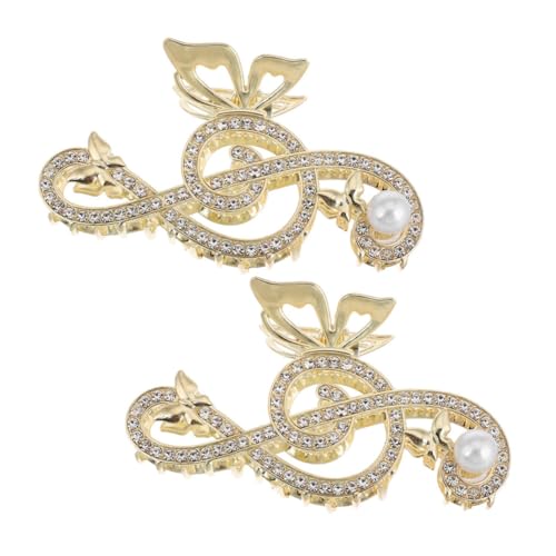 FOMIYES 2stücke Damen Haarklammern Mit Strass Und Musiknoten Perlenschmuck Rutschfeste Haarspangen Für Dickes Haar Für Hochzeiten Partys Und Täglichen Gebrauch von FOMIYES