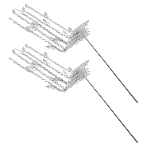 FOMIYES 2 Stück Haarnadel U-förmiger Haarstab asiatische Haarspangen Haarschmuck für Frauen Haarspannstäbchen Haarstock japanischer Haarstab Haarknotenhersteller Legierung Silber von FOMIYES