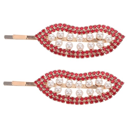 FOMIYES 2 Stück Haarspangen Damen Haarnadel Haarschmuck Mädchen Haar Accessoires Braut Haarnadeln Haarschmuck Clips Haarspangen Für Frauen Haarspangen Für Mädchen Rote von FOMIYES