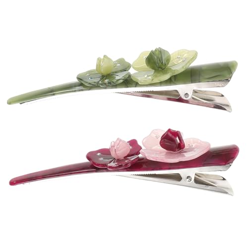 FOMIYES 2stücke Haarspangen Mit Entenschnabel Und Blumen Dekoratives Haar-accessoire Für Frauen Und Mädchen Und Grün Für Hinterkopf Robust Und Zuverlässig von FOMIYES