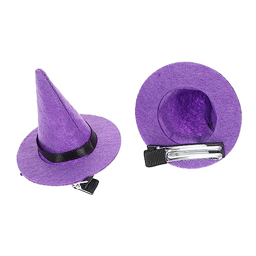 FOMIYES 2st Halloween-haar-accessoires Frauen Hexenhut Halloween-hexenmütze Halloween-cosplay-hut Hexen-cosplay-hut Hexenhut Haarspangen Violett Fräulein Vliesstoff Die Hexe Mini von FOMIYES