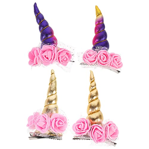 FOMIYES 2st Halloween-haarspangen Stirnband Aus Horn Einhorn-krokodilklemmen Schleifen Für Mädchen Stirnband Für Mädchen Headwrap-bögen Für Babymädchen Schal Popularität Kind Stoff von FOMIYES