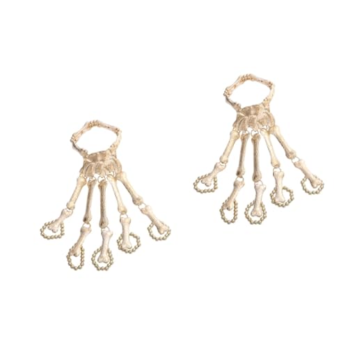 FOMIYES 2 Stück Halloween Skelett Armband Damen Goldfarben Metalldesign Verstellbares Skull Finger Ring Bracelet für Kostümparty Cosplay Karneval und Festival Accessoire von FOMIYES