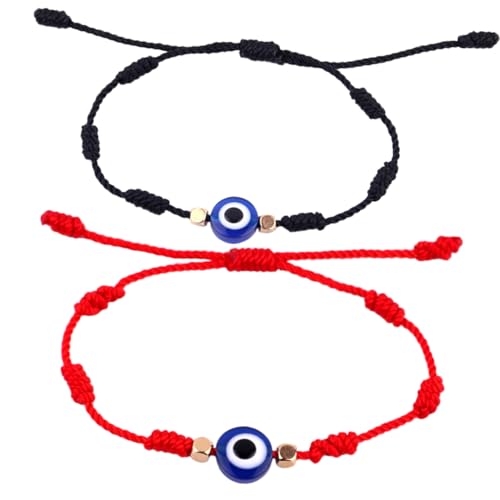 FOMIYES 2 Stück Handgefertigtes Verstellbares Armband mit Bösem Auge Geflochtenes String Wickelarmband für Damen und Herren Teiliges in Rot und Schwarz Modisches Wrist Jewelry von FOMIYES
