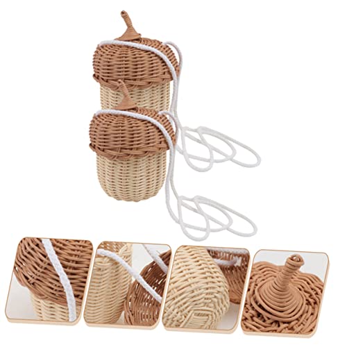 FOMIYES 2 Stück Handgewebte Rattan Umhängetasche Niedliche Handgemachte Kiefernzapfen Tasche Dekorative Foto Requisite Natürliche Flechtoptik Leichte Crossbody Bag für Outdoor und Alltag von FOMIYES