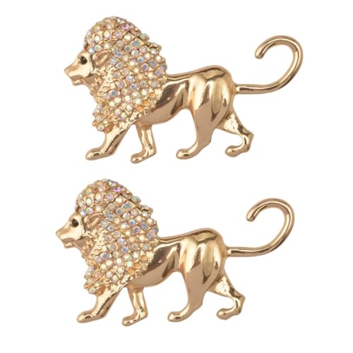 FOMIYES 2 Stück Herren Lion Brosche Anstecknadel aus Legierung mit Funkelnden Kristallen Stilvoller Reversschmuck für Party Bankett Alltag Leicht und Edel Modisches Accessoire für Hemd von FOMIYES