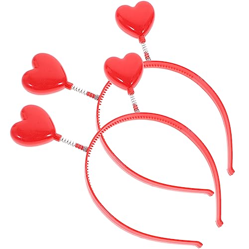 FOMIYES 2st Liebe Stirnband Valentinstag Stirnbänder Herz Haarreifen Amor Kostüm Rotes Haarlametta Valentine Herz Stirnband Amor-kostüm Mit Herz-stirnband Geschenk Plastik Foto von FOMIYES