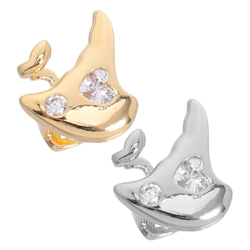 FOMIYES 2 Stück Herz-Strass Zahnschmuck Gold und Silber Funkelnde Zahnkappen für Männer und Frauen Komfortable Fake Caps für Hip Hop Bühnenauftritte und Partys von FOMIYES