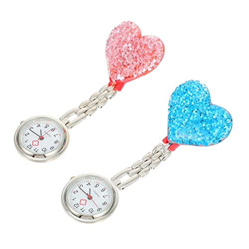FOMIYES 2stücke Herzförmige Krankenschwester-taschenuhr Hängeuhr Für Frauen Exquisites Dekordesign Praktische Uhr Für Pflegekräfte von FOMIYES