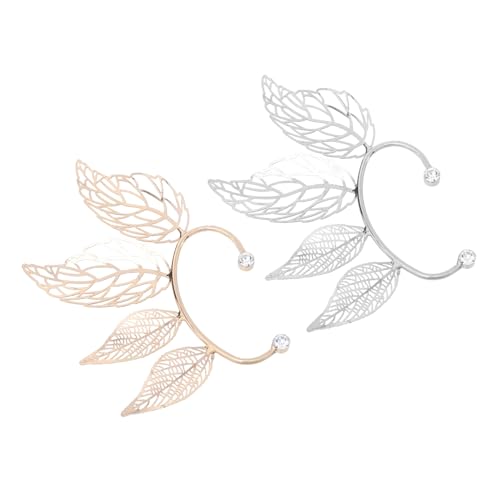 FOMIYES 2 Stück Hohlblättrige Ear mit Strass Ohrmanschetten Schmuck für Frauen Geschenk für Freundin Geburtstag Weihnachten von FOMIYES