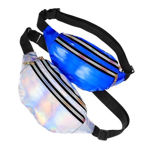 FOMIYES 2 Stück Holografische Bauchtasche Verstellbare Gürteltaschen für Damen und Herren für Sport und Reisen PU mit Glattem Reißverschluss Stylisches Design Leicht zu Reinigen von FOMIYES
