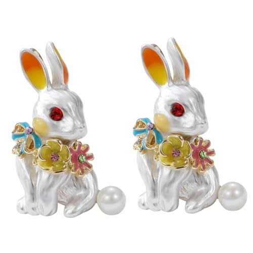 FOMIYES 2 Stück Kaninchen Brosche Vintage Anstecknadel für Festivals und Besondere Anlässe Dekoratives Accessoire mit Feiner Verarbeitung für Kleidung und Taschen Ostern Valentinstag von FOMIYES