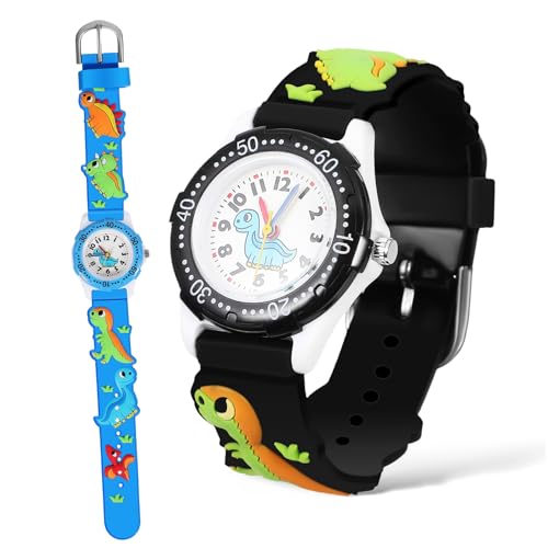 FOMIYES 2 Stück Kinderuhren mit Design Wasserdichte Quarz für Jungen Cartoon Armbanduhr für Kleinkinder Lernen Spaß von FOMIYES