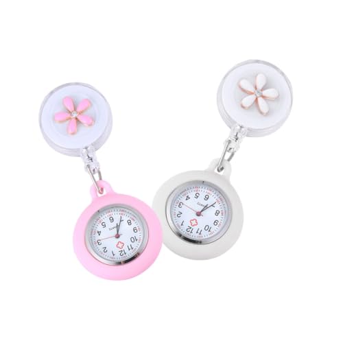FOMIYES 2stücke Krankenschwesteruhr Clip-Uhr Mit Silikonhülle Badge-Uhr Zum Aufziehen Für Ärzte Und Krankenschwestern Große Zifferblattanzeige von FOMIYES