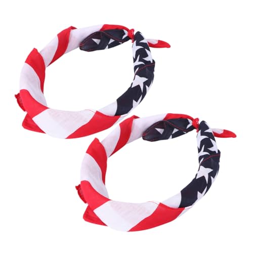 FOMIYES 2stücke Quadtratisches Tuch Mit Flaggenmuster Kleines Bandana Vielseitig Als Halstuch Stirnband Haargummi Für Reisen Outdoor-sport Und Styling von FOMIYES
