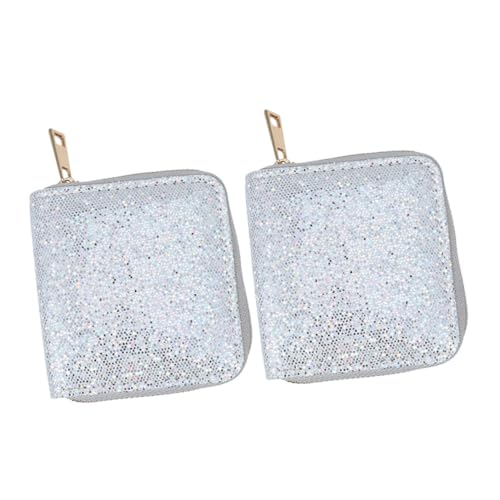 FOMIYES 2 Stück Kleines Silbernes Damen Portemonnaie mit Reißverschluss Moderner Leichter Kleingeldhalter für Alltag Reisen und Shopping von FOMIYES