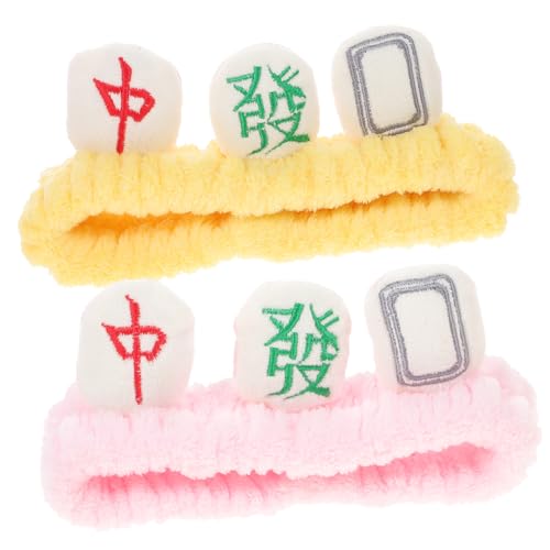 FOMIYES 2 Stück Kreative Mahjong Fleece Haarbänder Lustig Weich Angenehm für Make Up Spa Gesichtspflege Mädchen Damen von FOMIYES