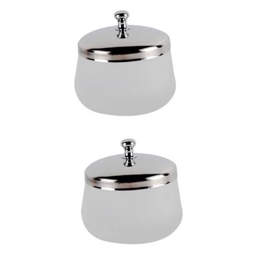 FOMIYES 2 Stück Kristallglas Nagellackentferner Becher mit Edelstahldeckel Mattierte Nail Art Reinigungstasse für Nagellackentferner Praktische Runde Gläser für Nail Polish Liquid von FOMIYES