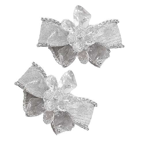 FOMIYES 2 Stück Kristallglas Schuhclip mit Funkelndem Strass Blumen Mesh Schleife Schuhornamente für Damen Hochzeitsschuhe und Partyschuhe DIY Schuhschmuck Zubehör Weiß und von FOMIYES