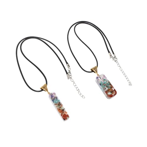 FOMIYES 2 Stück Kristallstein Anhänger Halskette mit Schwarzem Lederband Einstellbare Farbenfrohe Schmuckstücke für Damen Herren für DIY Projekte Gestaltung von FOMIYES