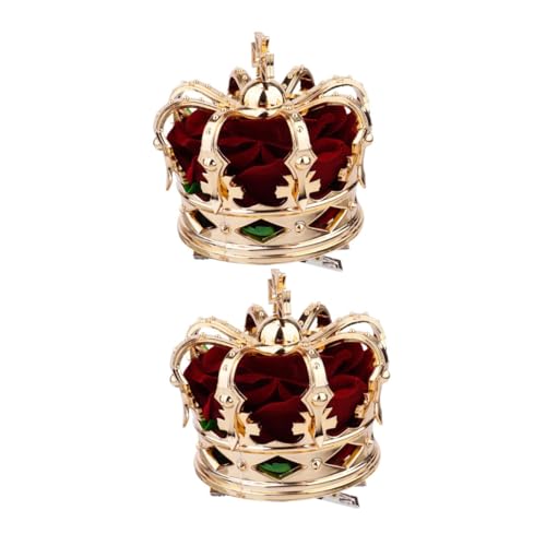 FOMIYES 2 Stück Krone Haarnadel Königin Rosa Kind Halloween Zubehör stutzenhalter Klammer Haarspange mit Krone für Mädchen Mädchenhaarclip Party-Kopfschmuck Haarkrone Stoff rot von FOMIYES